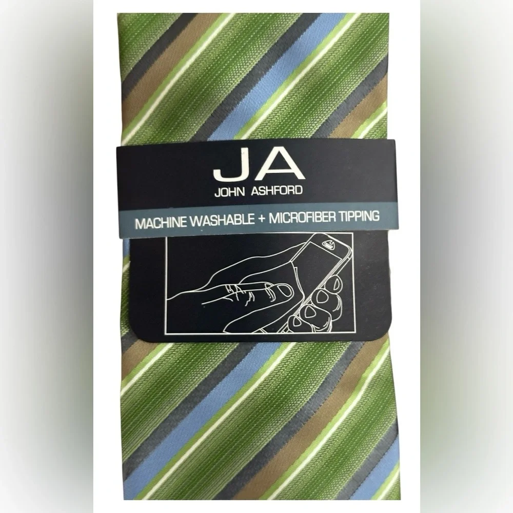 John Ashford | Men’s Green Striped Necktie | NWT